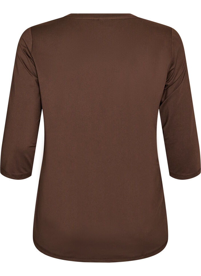 Sports top with 3/4 sleeves, Brown, Packshot image number 1