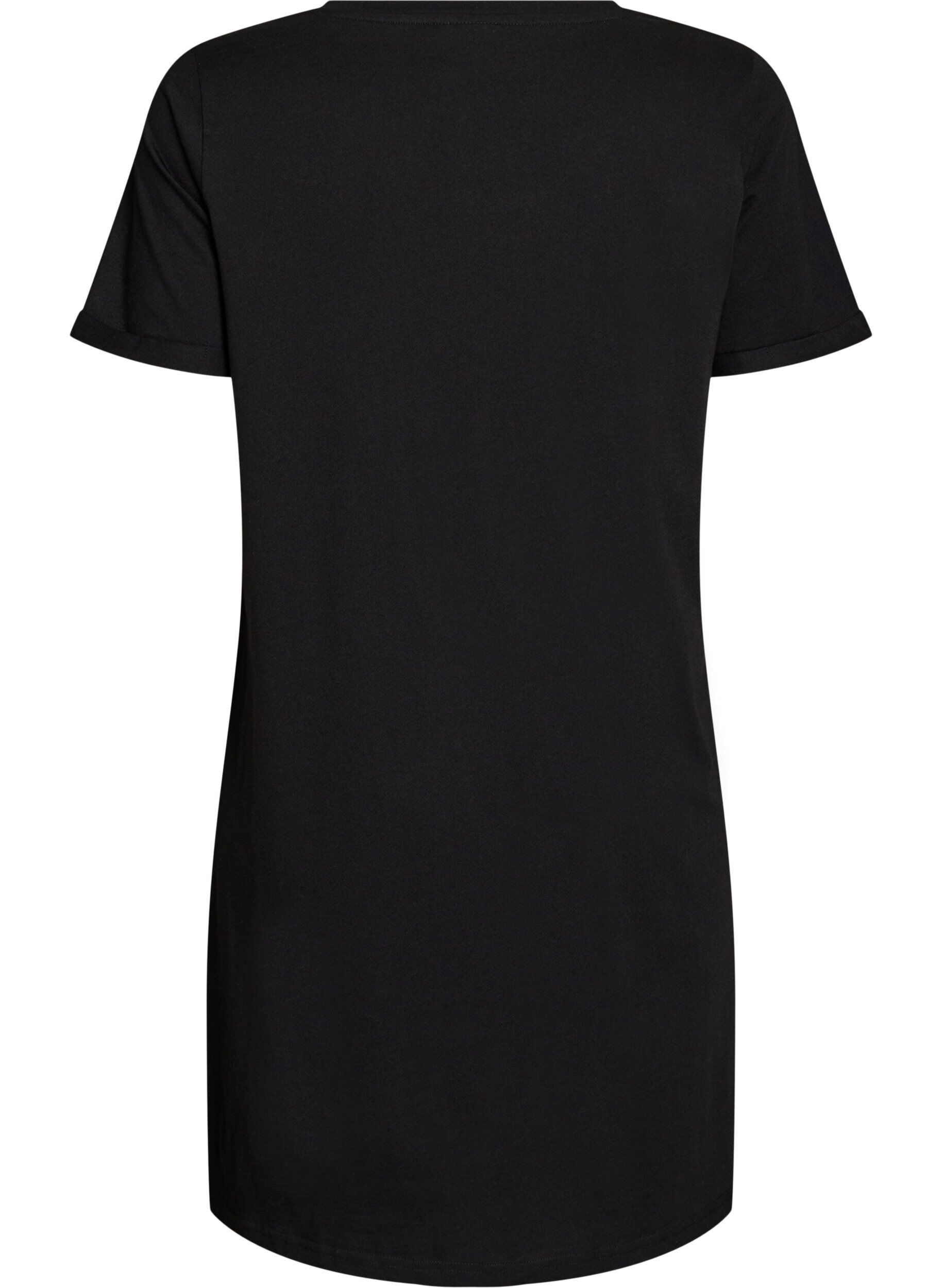 ZizzifashionShort-sleeved nightgown in organic cotton, Black, Packshot image number 1
