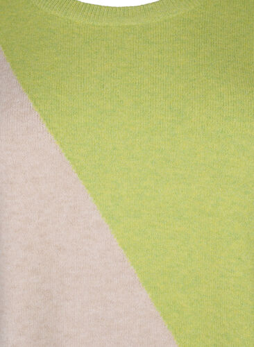 Knitted blouse with round neck and colorblock, Tender Shoots Comb, Packshot image number 2