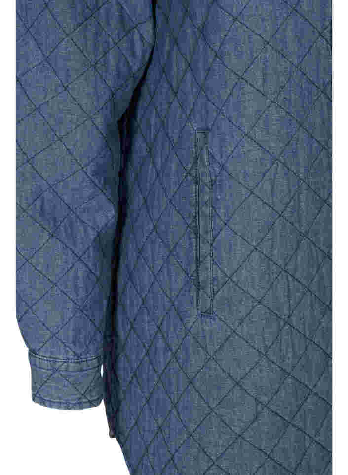 Jacket with pattern, buttons and pockets, Blue denim, Packshot image number 3