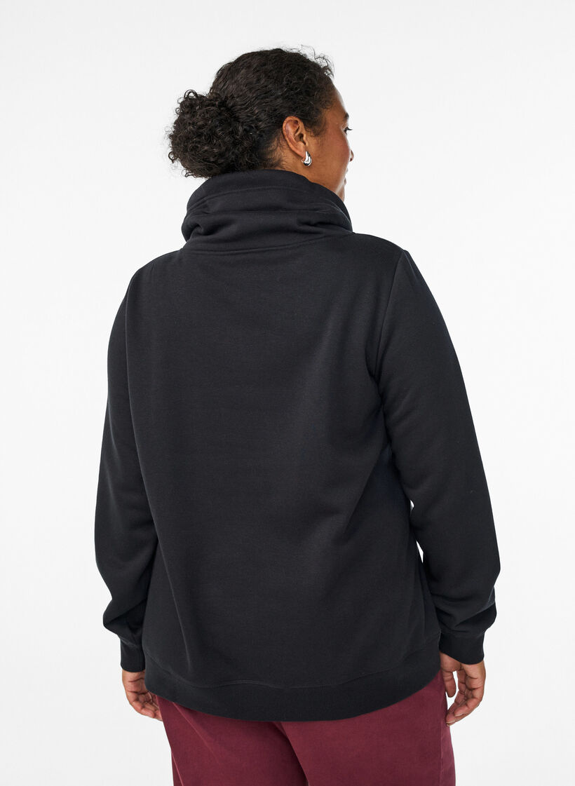 Sweatshirt with high collar and pockets, Black, Model image number 2