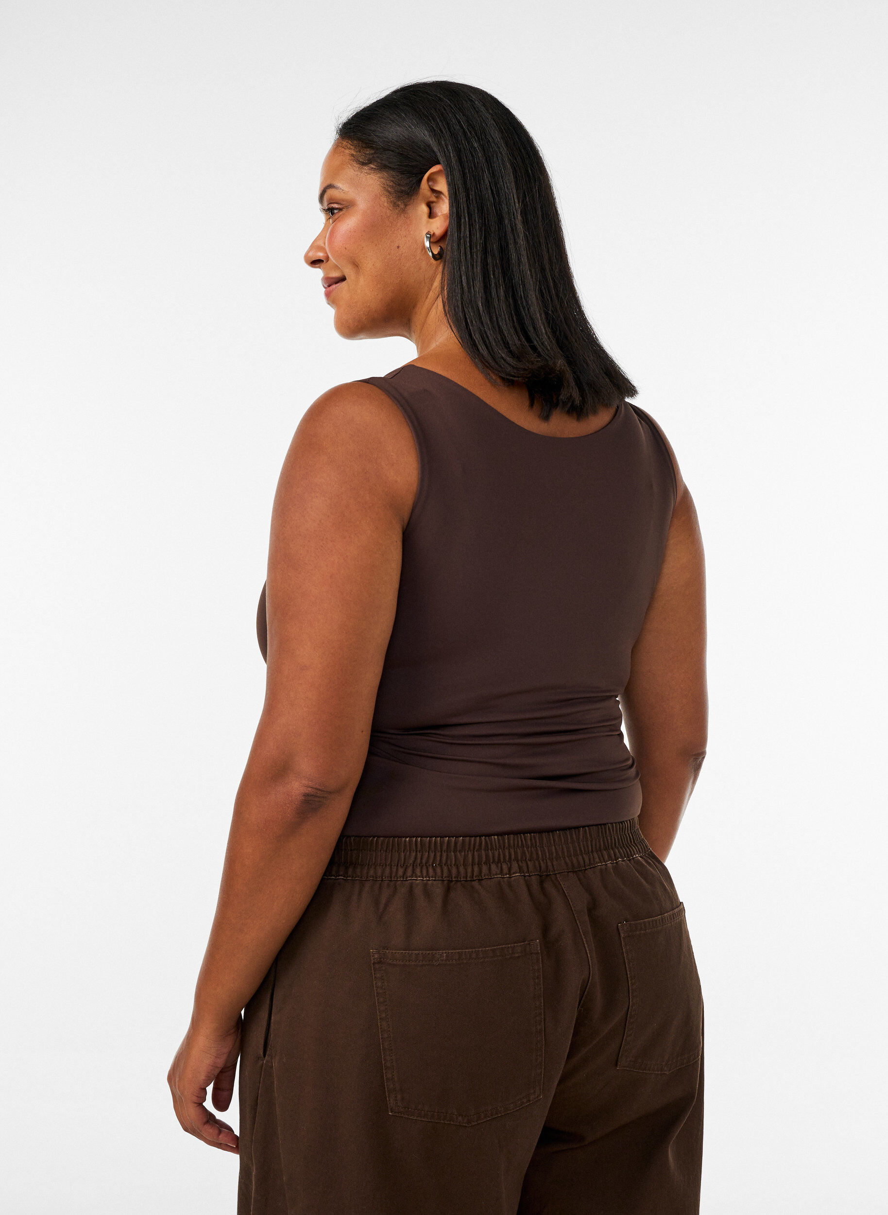 ZizzifashionFitted basic top with reversible function, Brown, Model image number 2