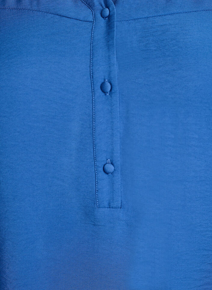 Viscose blouse with smock and gathered details, Blue, Packshot image number 2