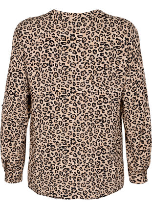 Long-sleeved viscose blouse in animal print, Leo AOP, Packshot image number 1
