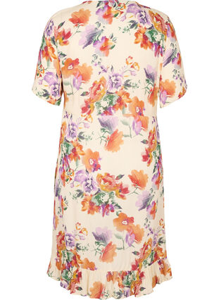 Wrap dress with floral print and short sleeves, Buttercream Vintage, Packshot image number 1