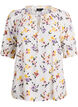 Floral viscose blouse with half-length sleeves, White, Packshot image number 0