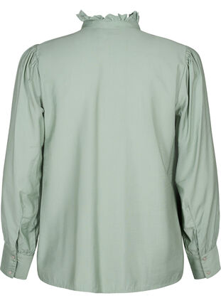 Viscose shirt blouse with ruffles, Green Bay, Packshot image number 1