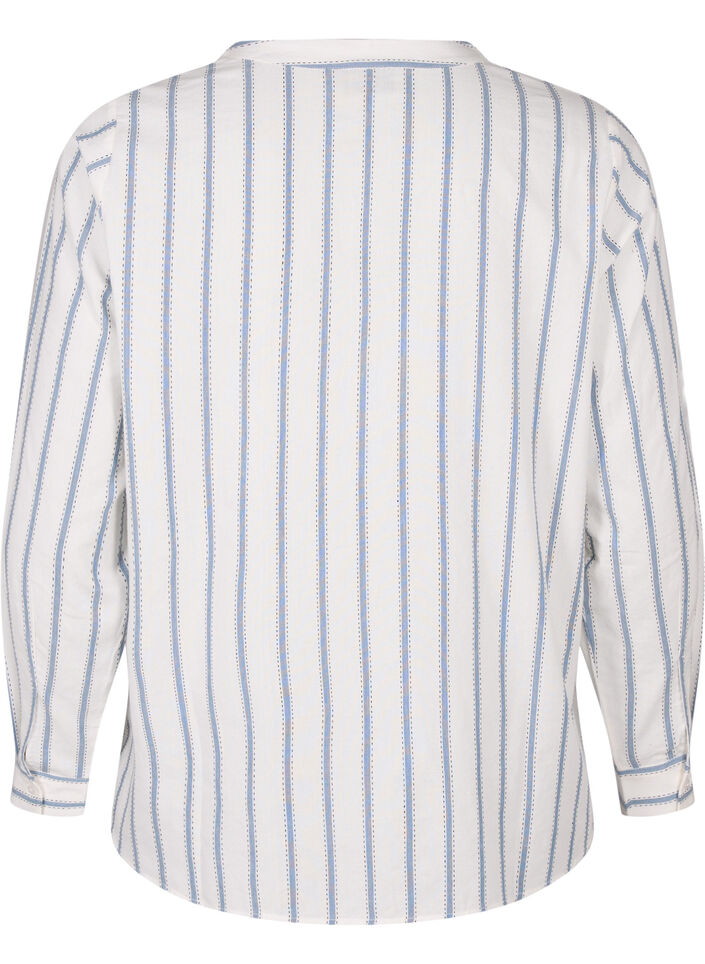 Striped blouse with tie detail, White, Packshot image number 1