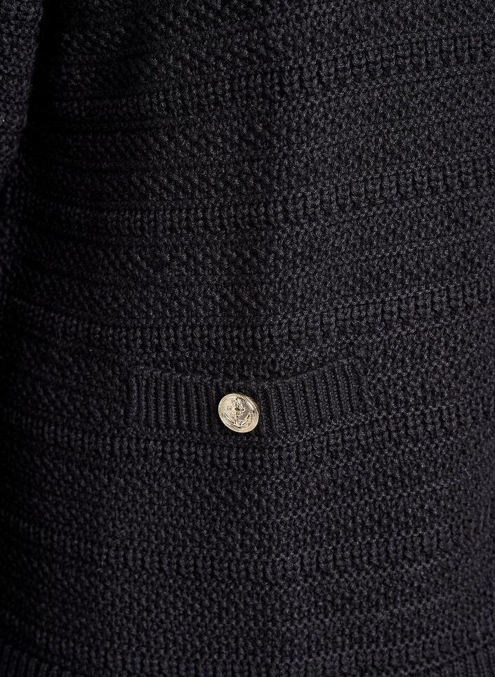 Cardigan with textured knit and decorative buttons, Black, Packshot image number 3