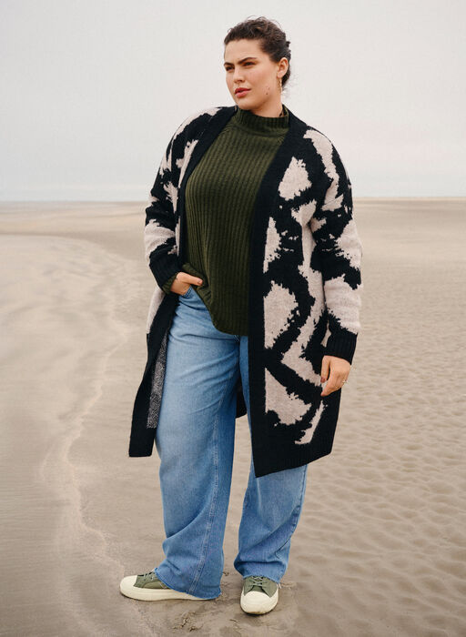 Patterned knitwear cardigan, Black Comb, Image image number 0