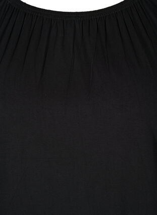 Short-sleeved viscose t-shirt with elastic, Black, Packshot image number 2