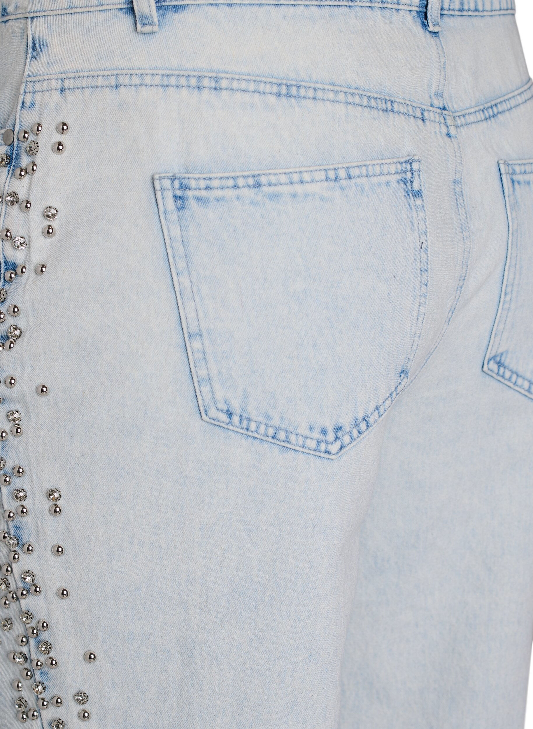 Zizzifashion Kiana jeans with decorative details along the sides, Light Blue, Packshot image number 3