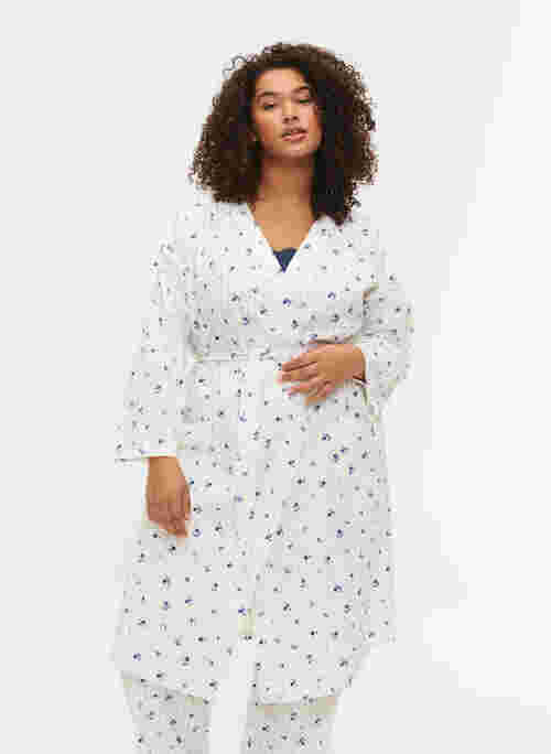 Cotton dressing gown with tie string