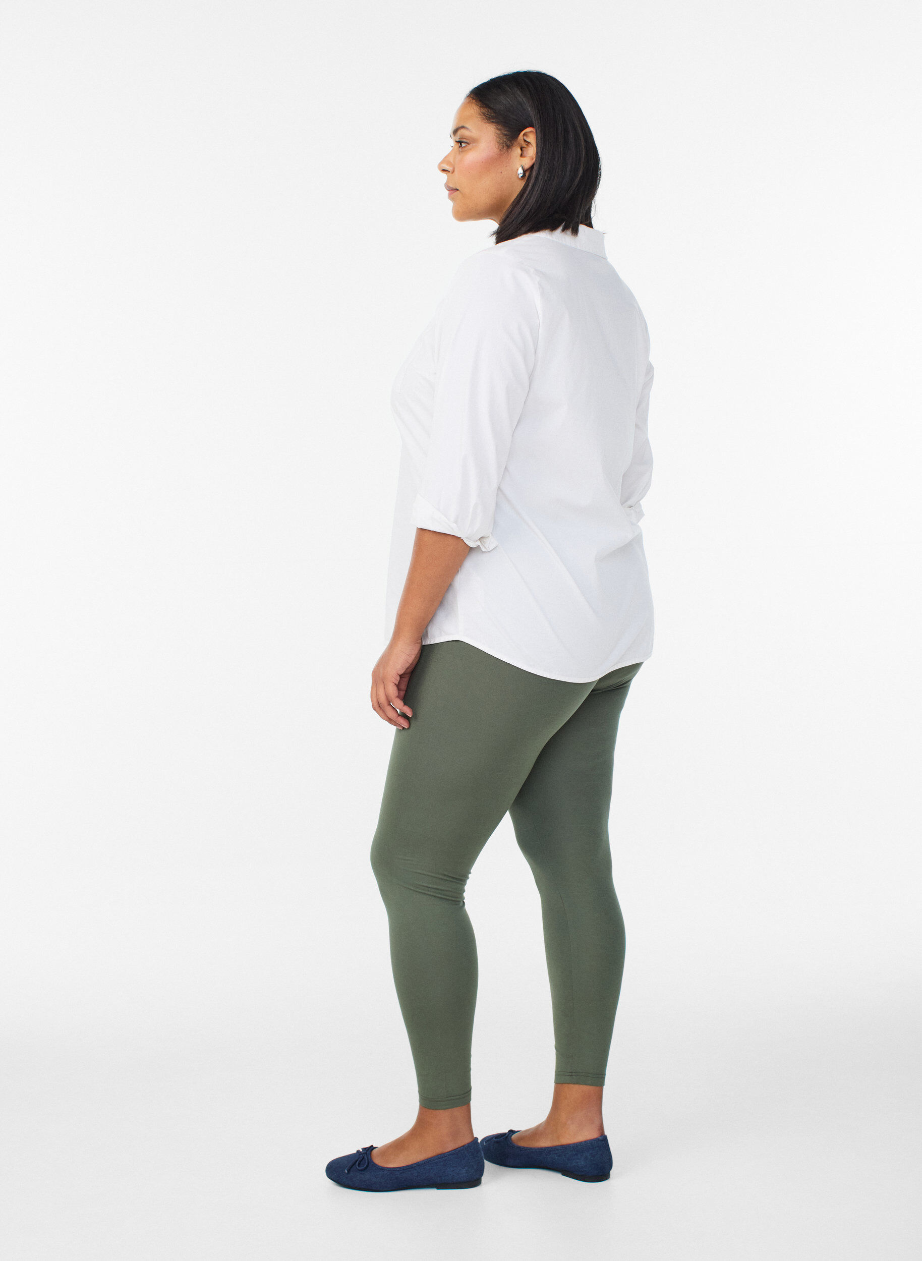 Zizzifashion Basic leggings in viscose, Green, Model image number 2