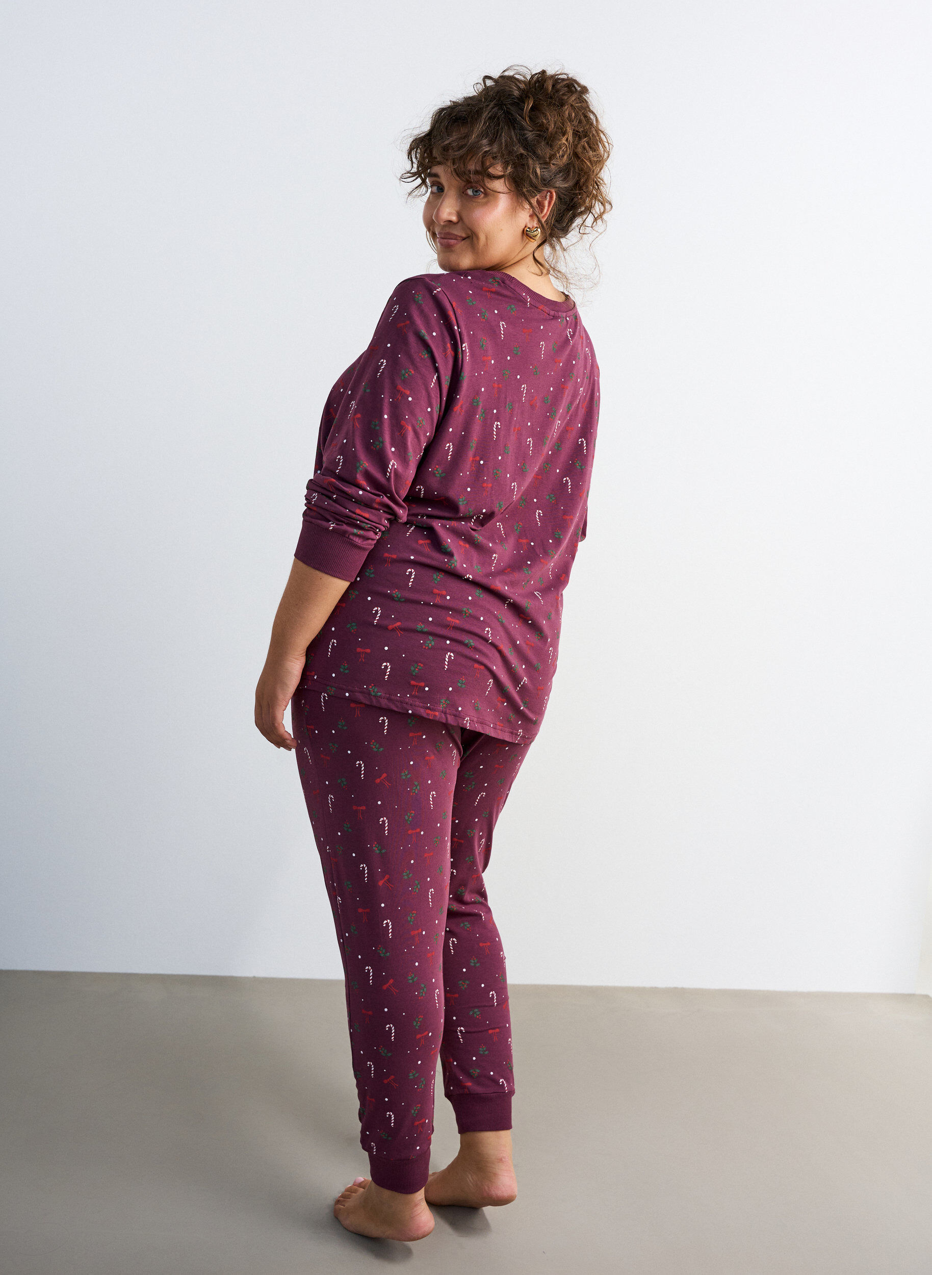 ZizzifashionPrinted pyjama bottoms, Dark Bordeaux, Model image number 1