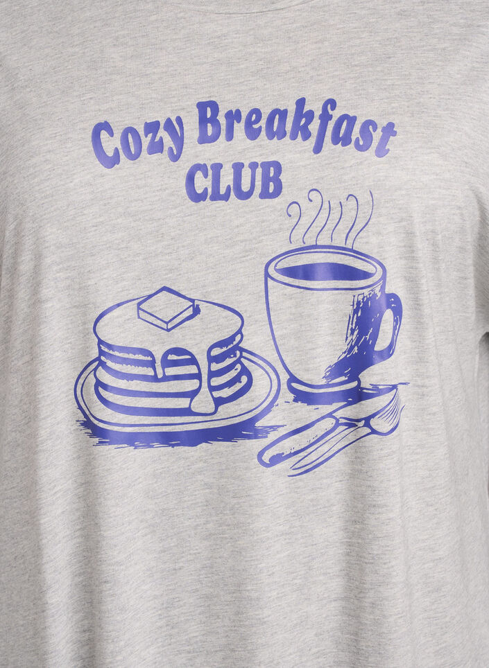 Short sleeve nightgown with text print, Grey, Packshot image number 2