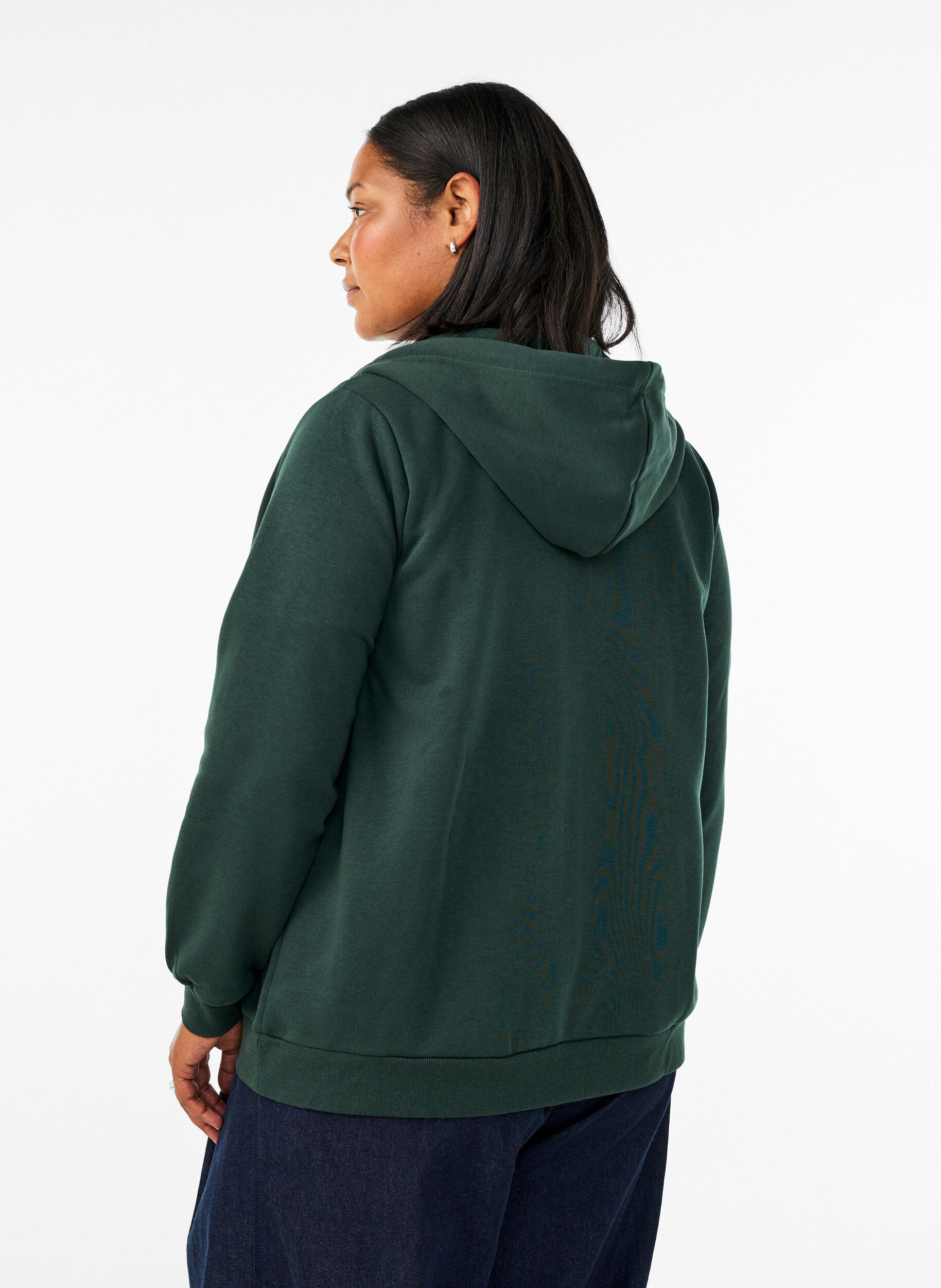 ZizzifashionHooded sweatshirt with a zip and pockets, Green, Model image number 2