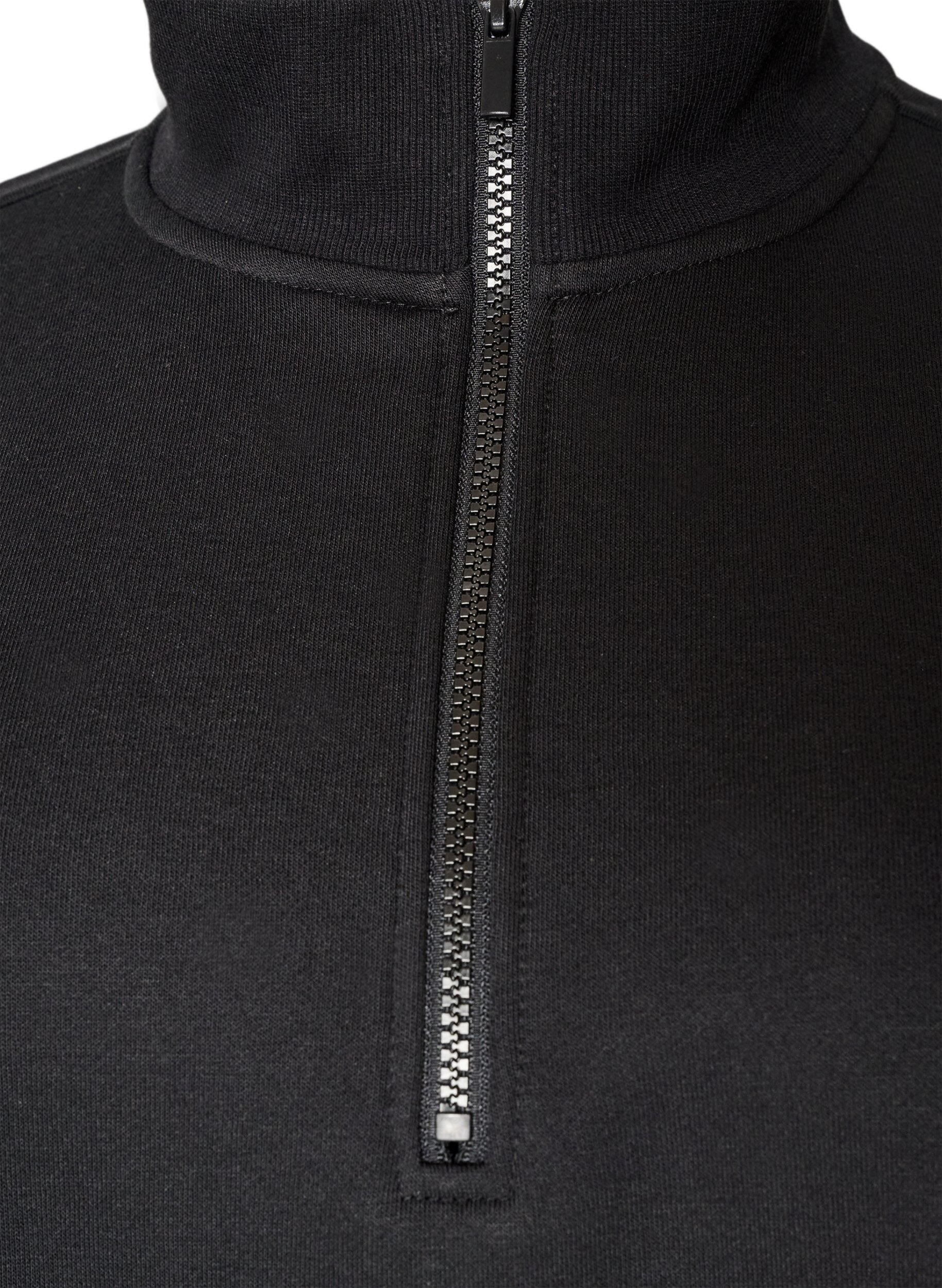 ZizzifashionSweatshirt dress with a high ribbed collar and zip, Black, Packshot image number 2