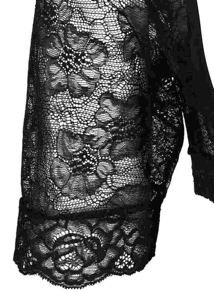 Short Sleeve Lace Top, Black, Packshot image number 2