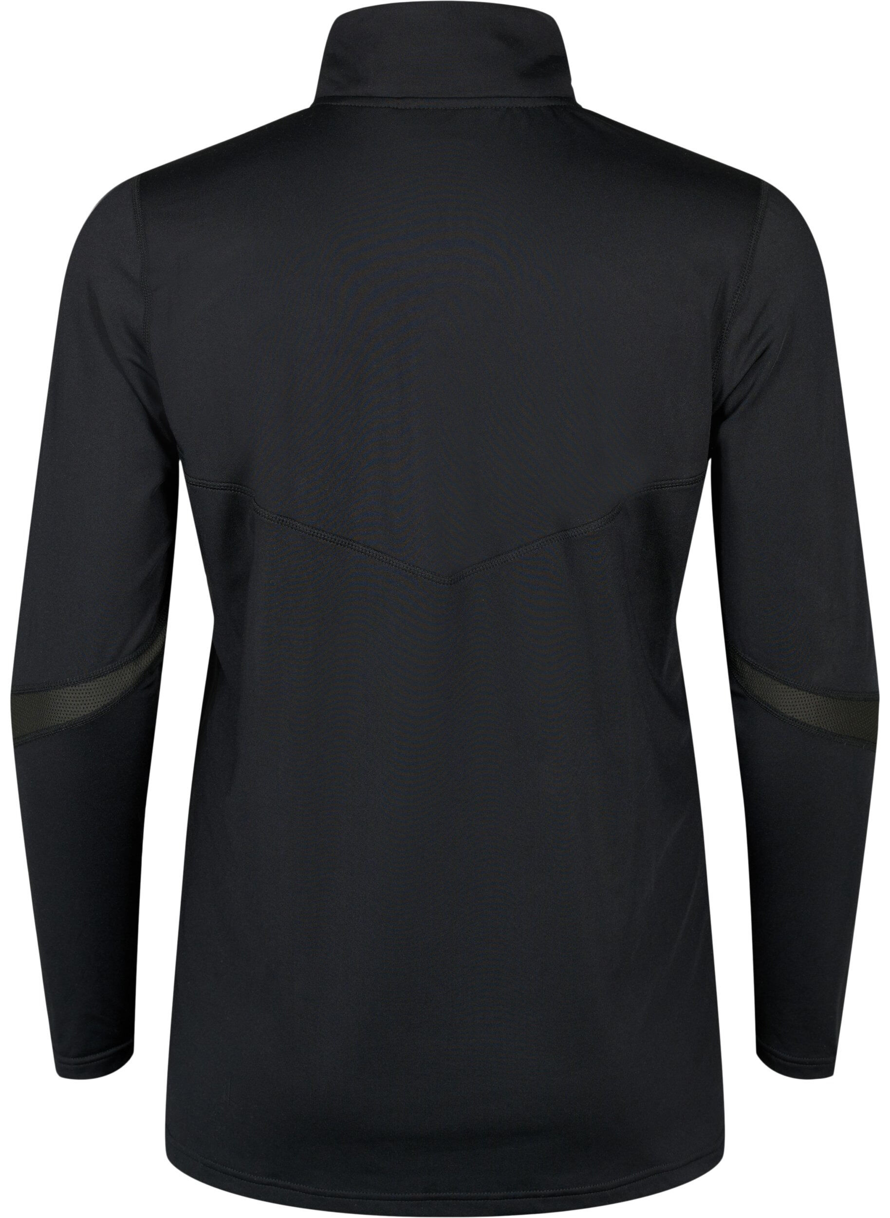 Zizzifashion Baselayer blouse with pockets and mesh, Black, Packshot image number 1