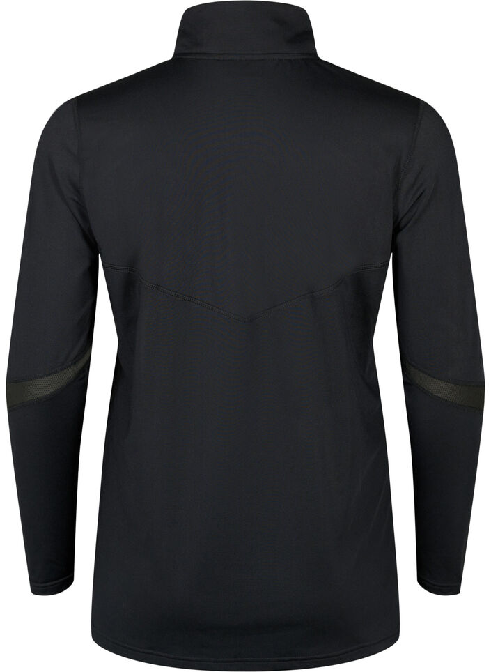 Baselayer blouse with pockets and mesh, Black, Packshot image number 1