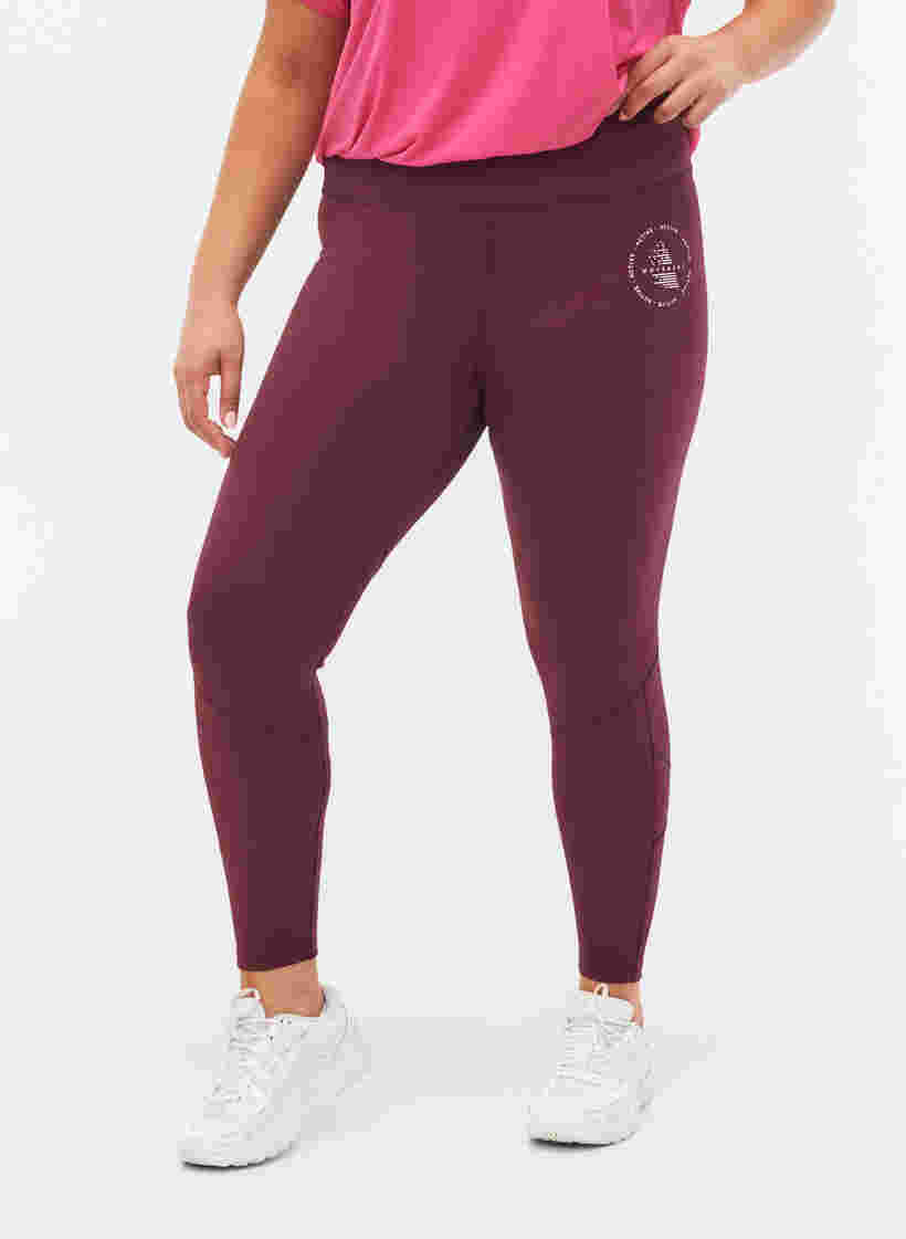 Solid-coloured gym leggings, Fig, Model image number 2