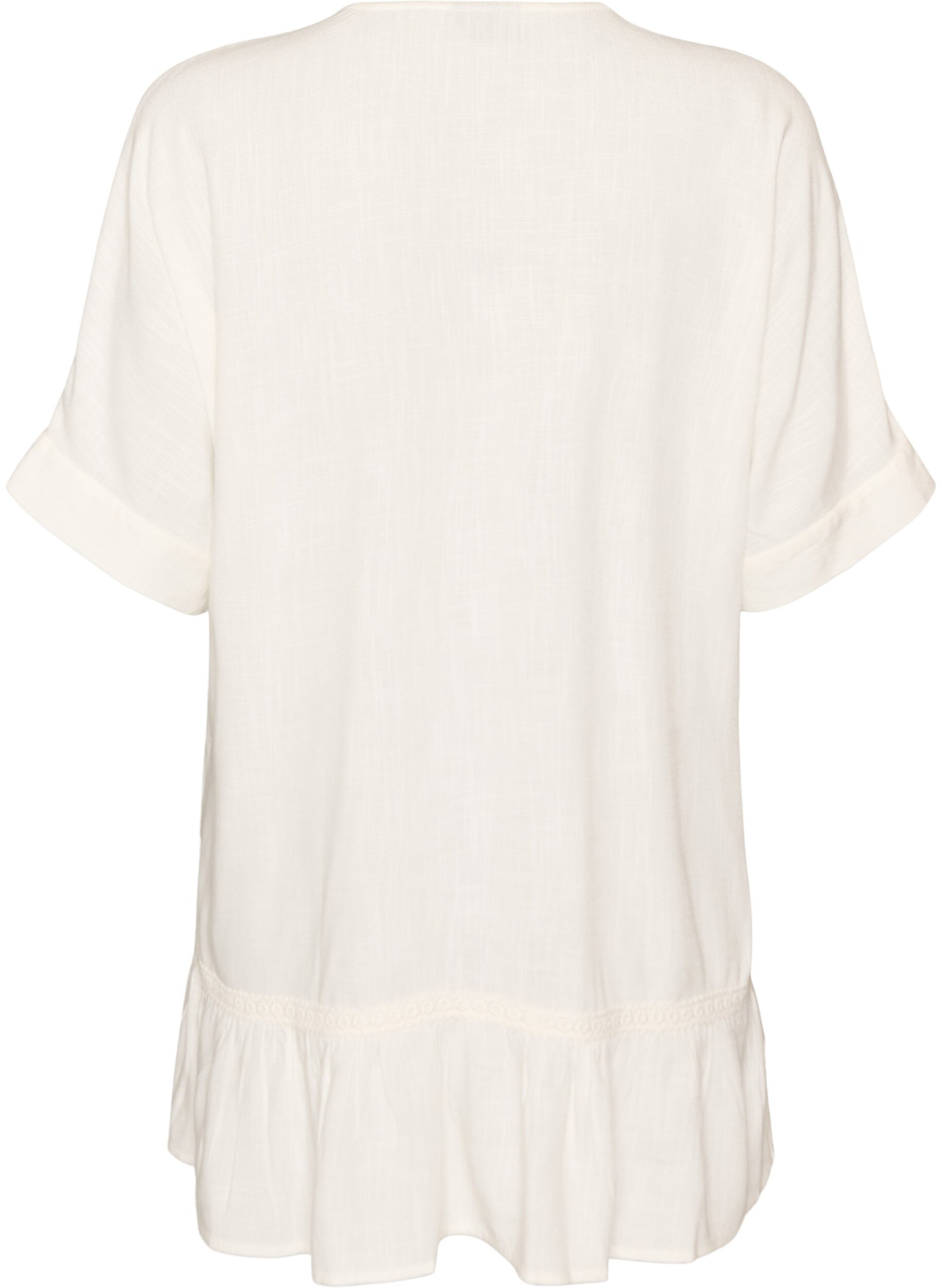 ZizzifashionViscose tunic with buttons and frill hem, Vanilla, Packshot image number 1