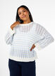 Loose-fitting knitted blouse with a wavy pattern, Cloud Dancer Comb, Model image number 0
