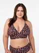 Floral bikini top with tie back, Brown, Model image number 0