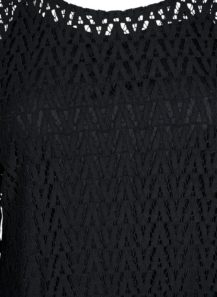  Lace dress with 3/4 sleeves, Black, Packshot image number 2