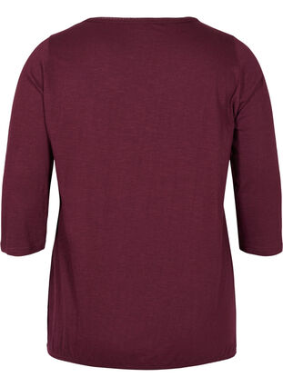 Solid-coloured, 3/4-sleeves cotton blouse, Port Royal, Packshot image number 1