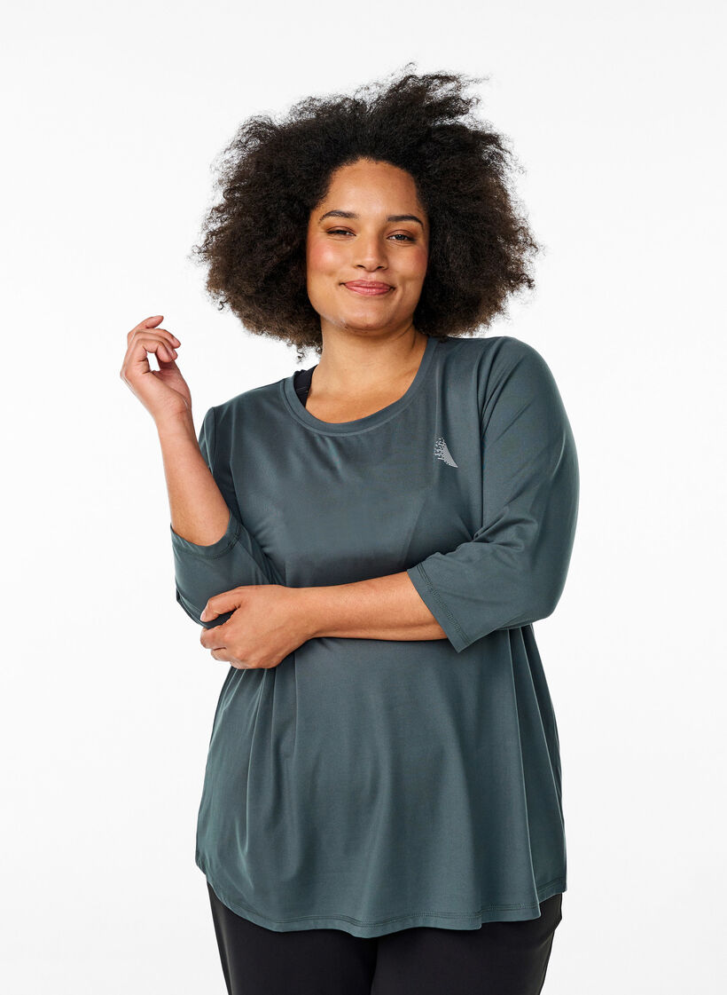 Sports top with 3/4 sleeves, Grey, Model image number 0