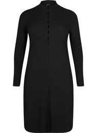 Fitted dress with cut-out details, Black, Packshot