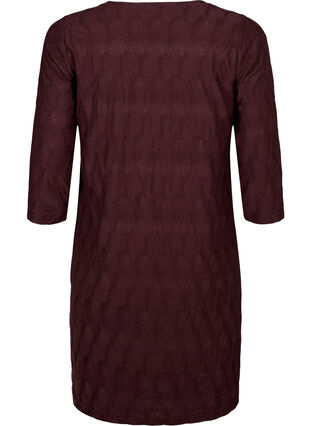 FLASH - Dress with texture and 3/4 sleeves, Fudge, Packshot image number 1