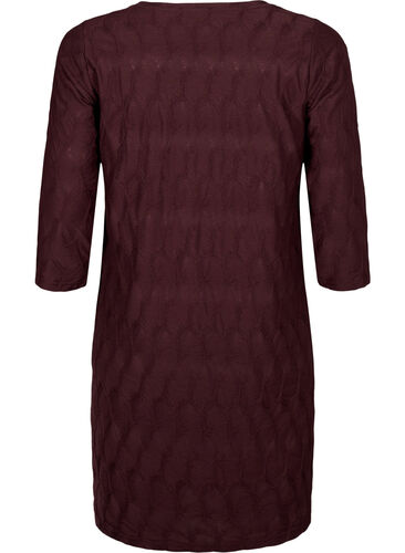 FLASH - Dress with texture and 3/4 sleeves, Fudge, Packshot image number 1