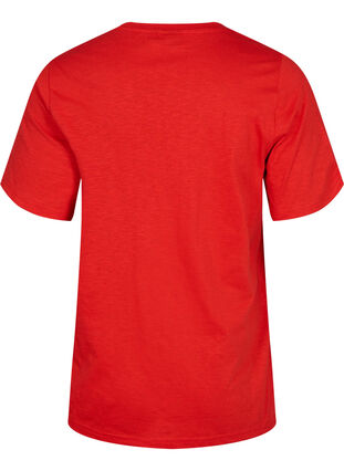 Short-sleeved basic t-shirt with v-neck, Flame Scarlet, Packshot image number 1