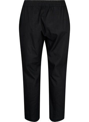 Plain cotton trousers with linen, Black, Packshot image number 1