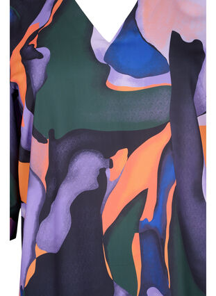 Printed tunic with 3/4 sleeves and v neck, Big Scale Print, Packshot image number 2