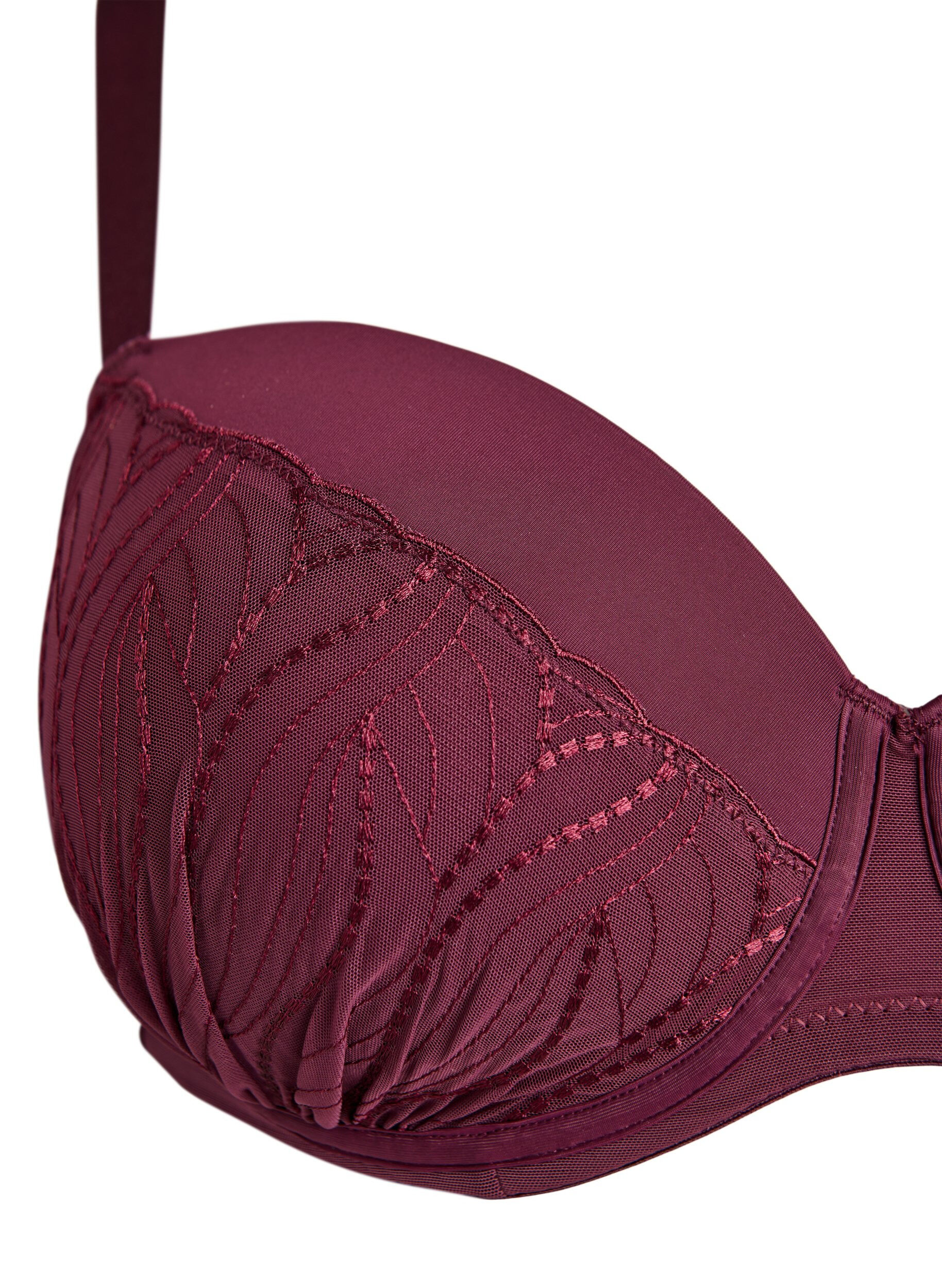 Zizzifashion Moulded bra with lace and draped details, Red, Packshot image number 2