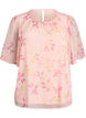 Blouse with floral print and airy sleeves, Orange, Packshot image number 0