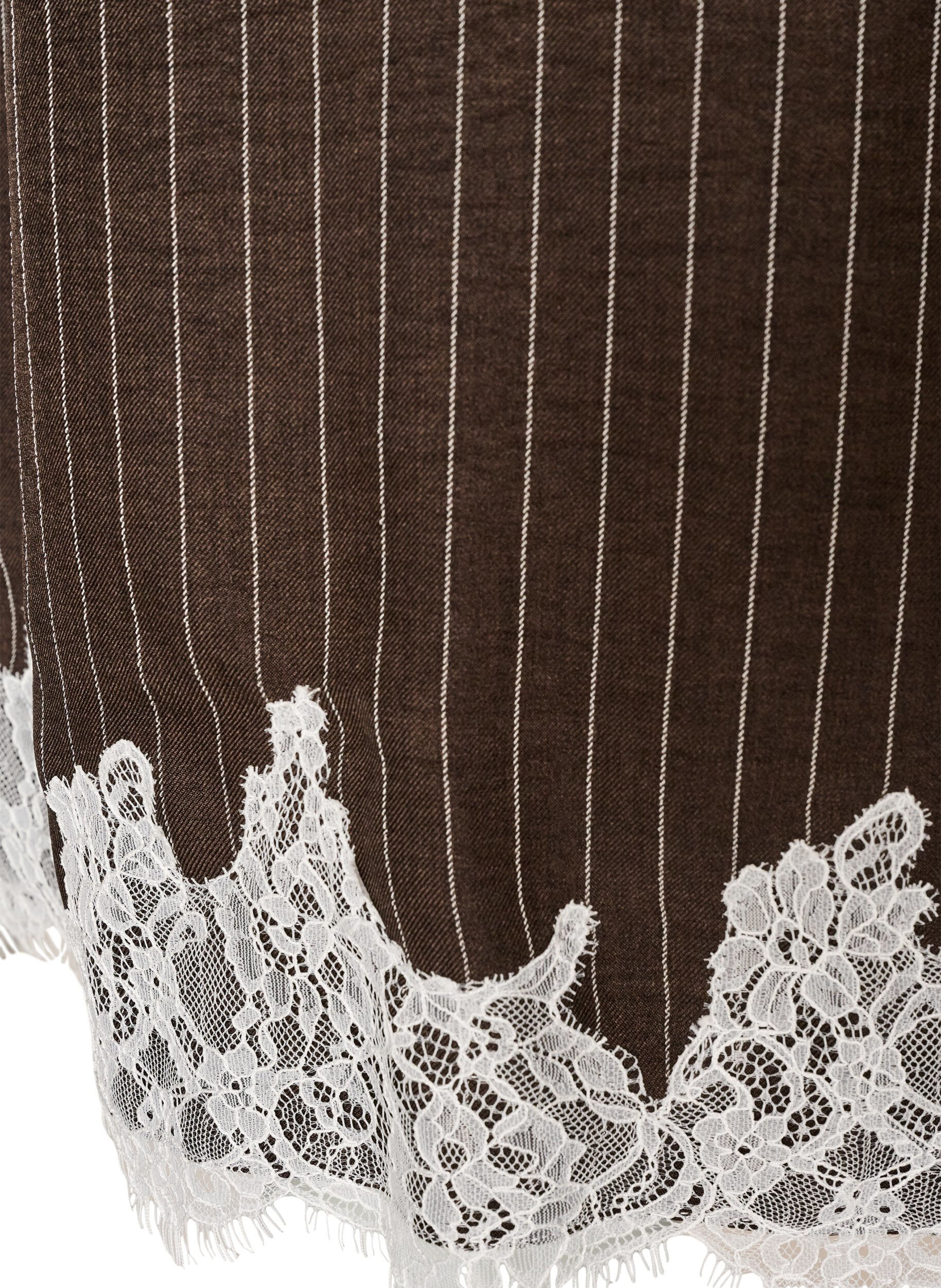 ZizzifashionKnee-length dress with pinstripes and lace trim, Brown, Packshot image number 4