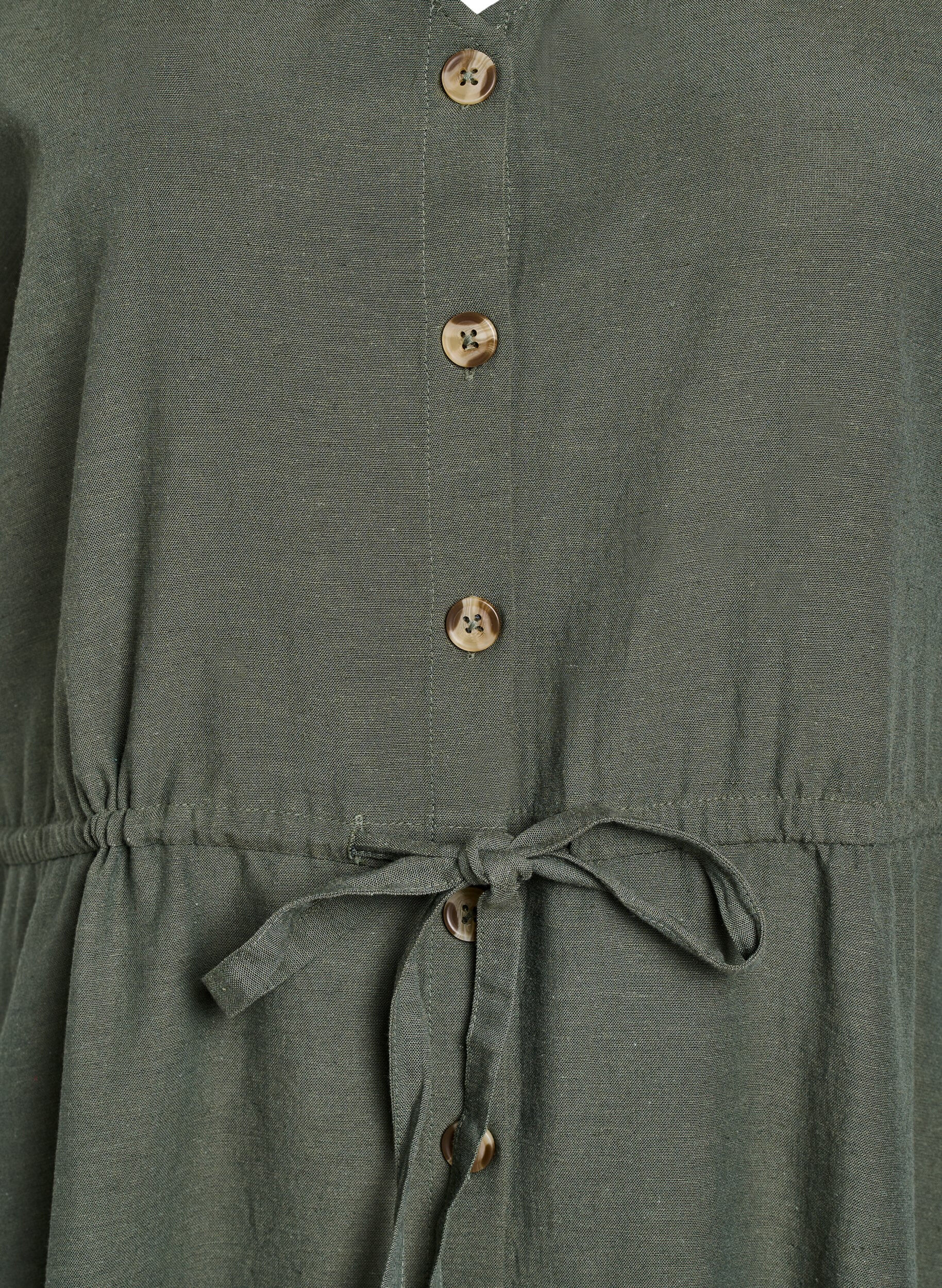 Zizzifashion Maxi dress with buttons and tie belt, Green, Packshot image number 2