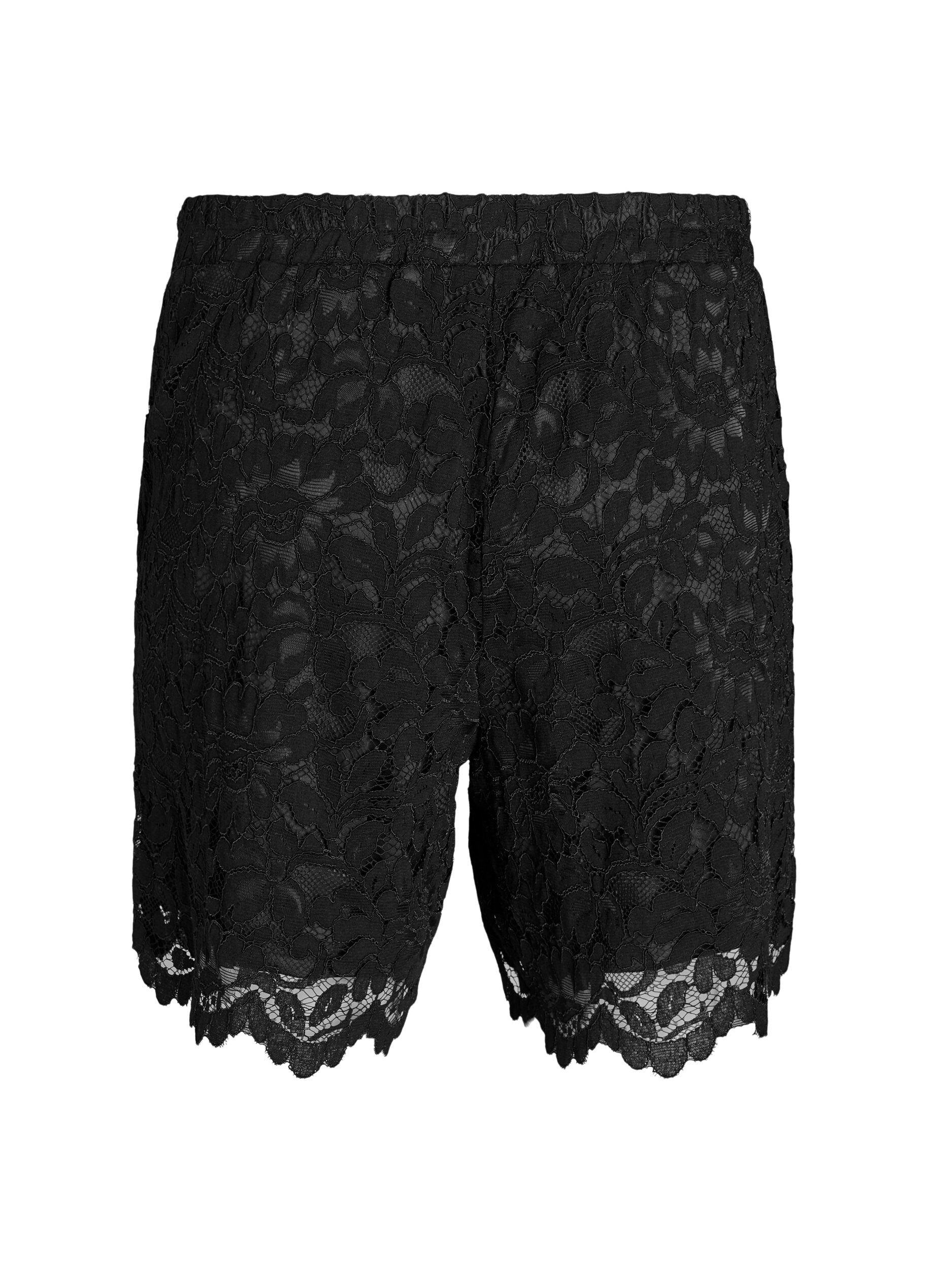 ZizzifashionLace shorts with high waist and pockets, Black, Packshot image number 1