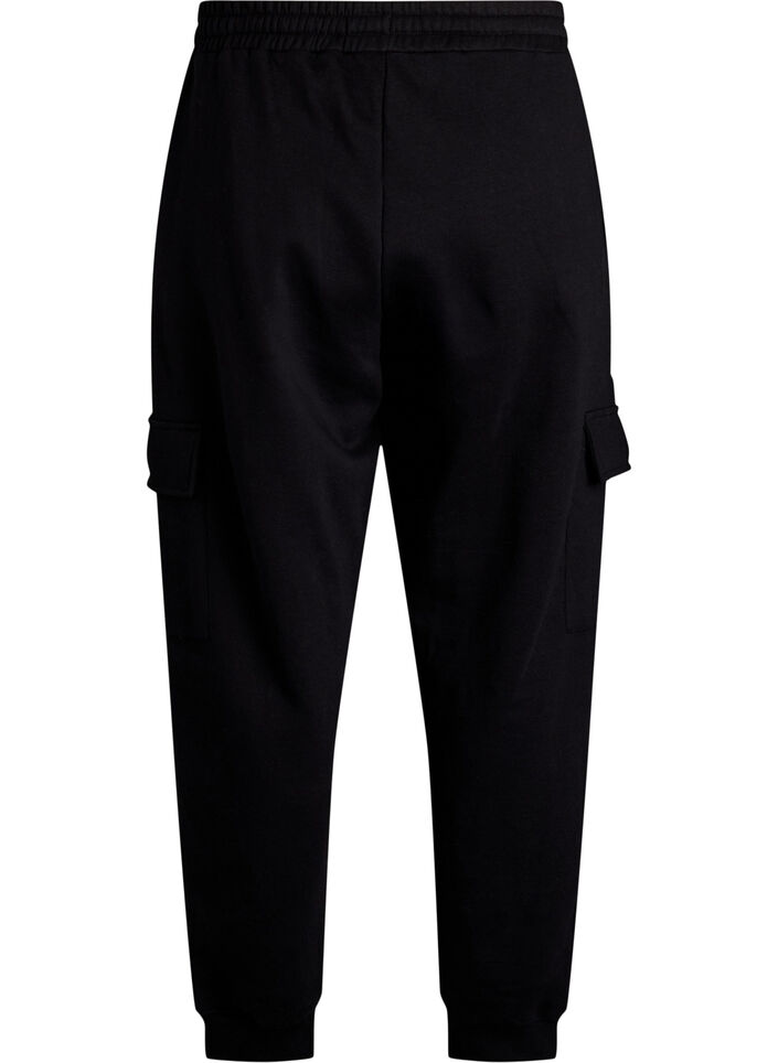 Cargo pants in soft sweat material, Black, Packshot image number 1