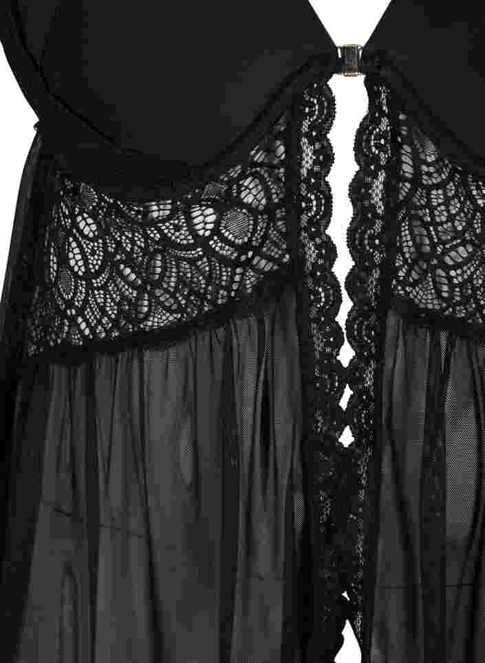 Night dress with lace and moulded cups, Black, Packshot image number 2