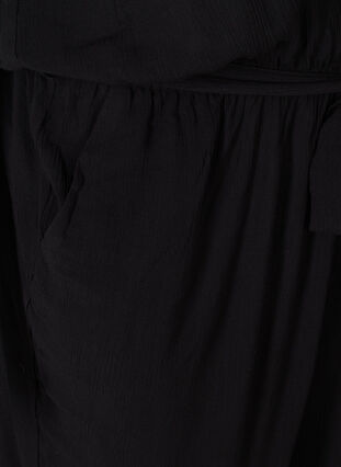 Viscose jumpsuit with a tie-belt and a V-neck, Black, Packshot image number 3