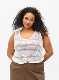 Sleeveless top with hole pattern, Off White, Model