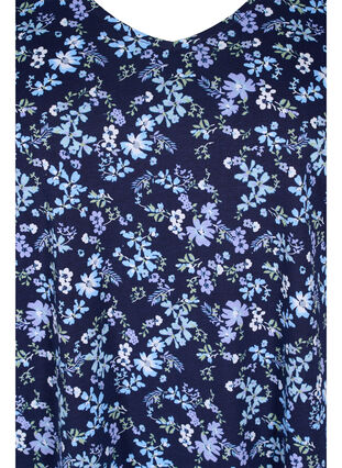 Short-sleeved cotton dress with floral print, NIGHT SKY FLOWER AOP, Packshot image number 2