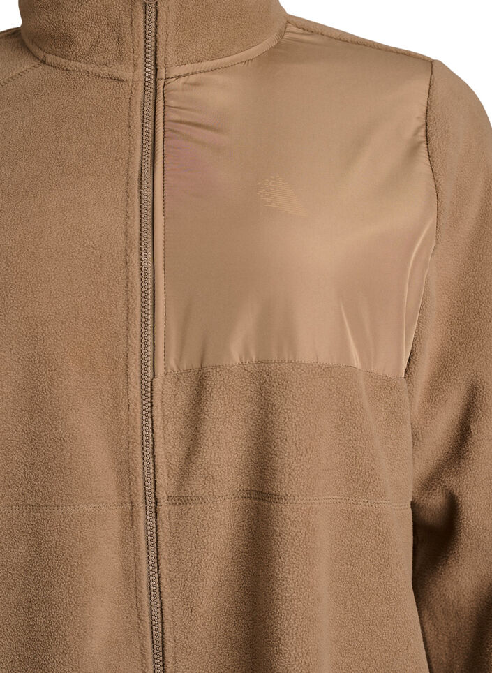 Fleece jacket with high neck and zip, Brown, Packshot image number 2