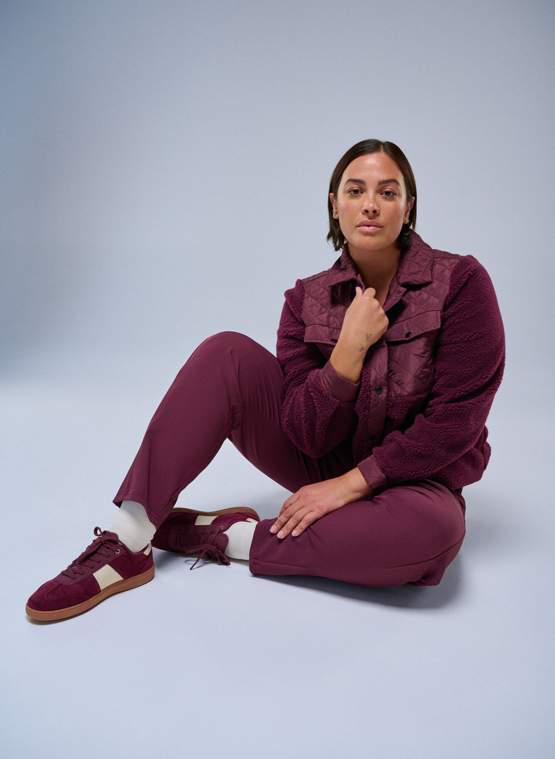 Zizzifashion Fleece jacket with quilted details, Red, Image image number 0